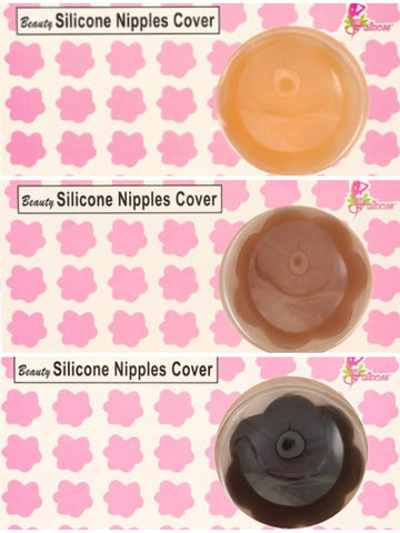 6 pairs Nipple Cover Silicone Petal Adhesive Reusable Black+Mocha+Beige One Size Fullness