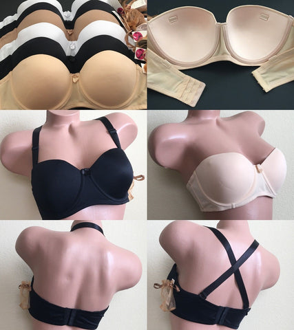 PACK OF 6 WOMEN'S BRA PLUS SIZE STRAPLESS UNDERWIRE T-SHIRT BRAS ALL DAY COMFORT 1502 D DD