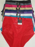 4 OR 6 Sexy High Waisted Girdles Panties Briefs Bikini With Tummy Control Silky Satin 69057 Assorted Colors