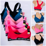 6 Women's Sports Bras Yoga Racer Back Molded Cup Bra Active Wear work Hard Play Hard