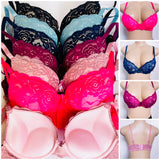 6 PACK OF Women's SUPER add 2 cup SIZE PUSH UPS BRAS EXTREME PADDING 9901 ASSORTED COLORS