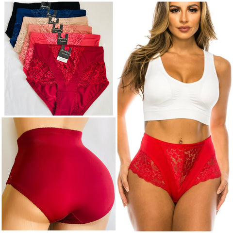 4 OR 6 Sexy High Waisted Girdles Panties Briefs Bikini With Tummy Control Silky Satin 69057 Assorted Colors